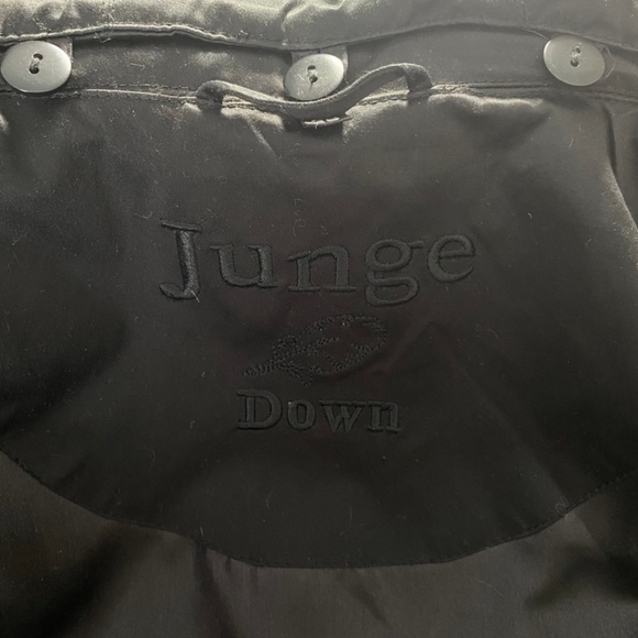 Junge Puffer Down Hooded Long Coat Jacket Size Medium Black Down Filled European - Picture 9 of 13